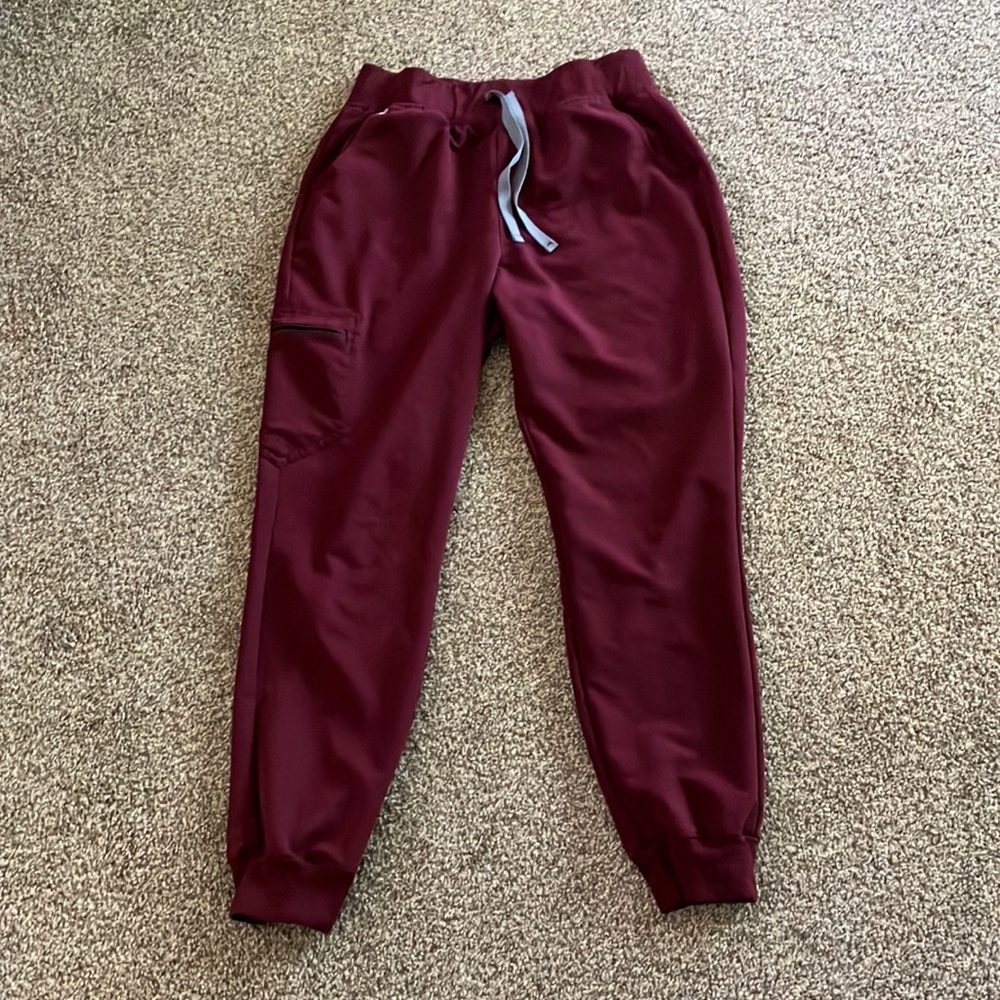 Figs Burgandy High Waisted Zamora Jogger Scrub